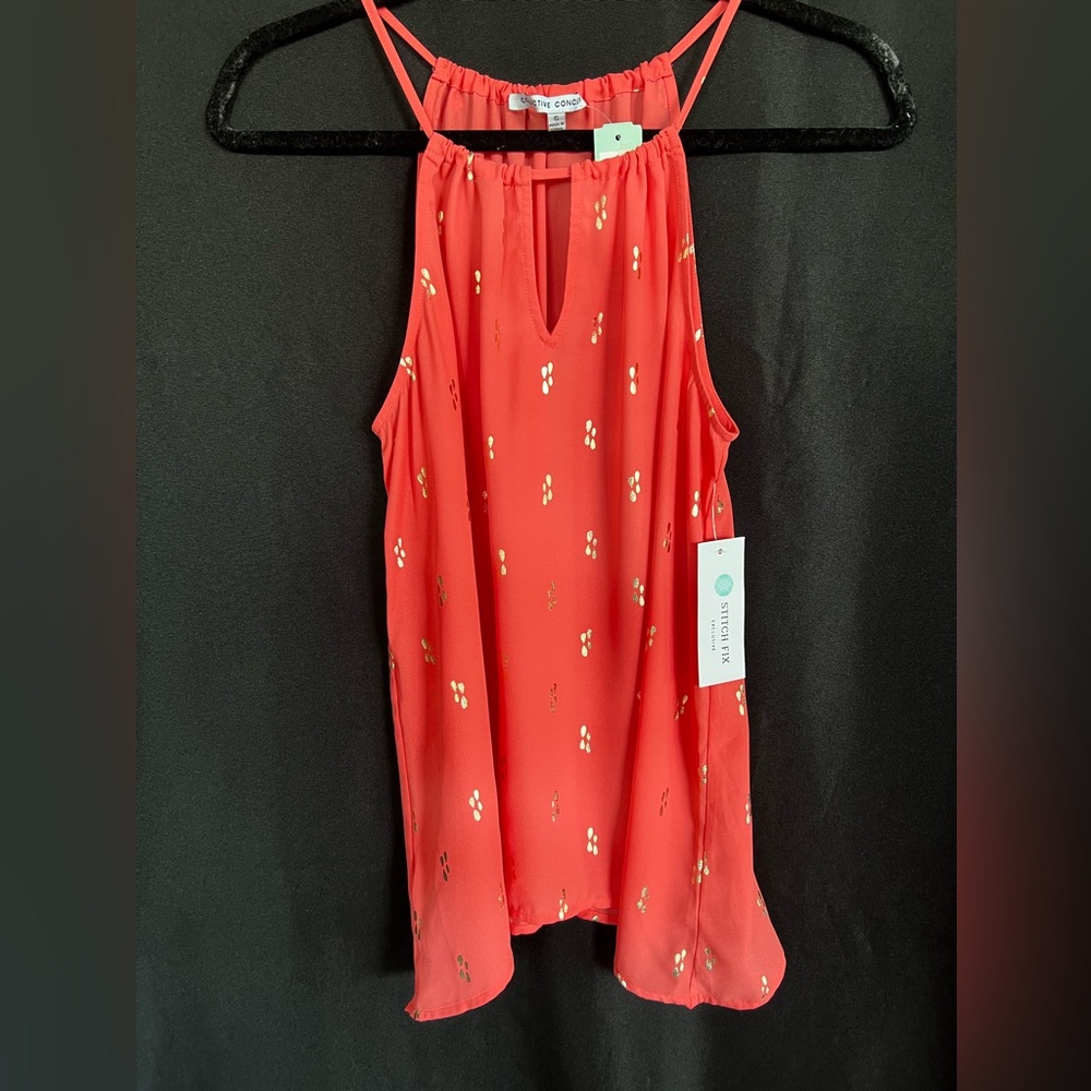 🆕🧡✨ NWT Collective Concepts Krissa Keyhole Halter Blouse | Size Small